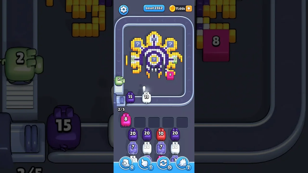 Pixel Flow Level 2362 grid layout and solution screenshot