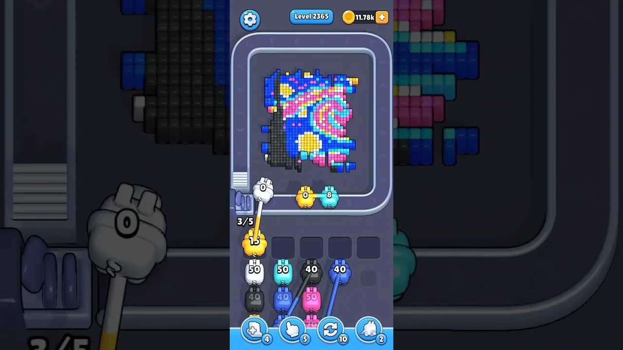 Pixel Flow Level 2365 grid layout and solution screenshot