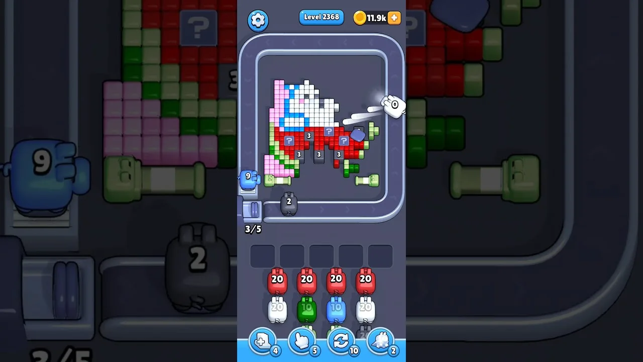 Pixel Flow Level 2368 grid layout and solution screenshot