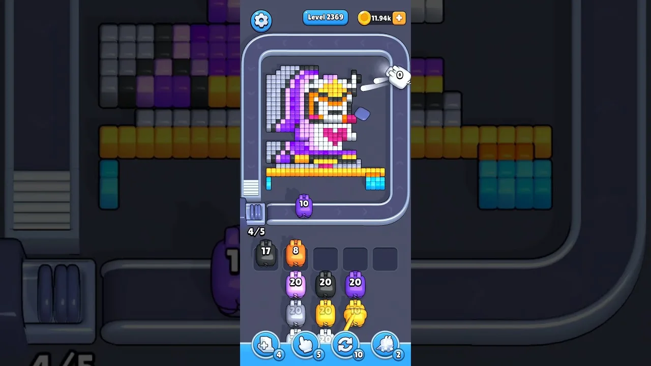 Pixel Flow Level 2369 grid layout and solution screenshot