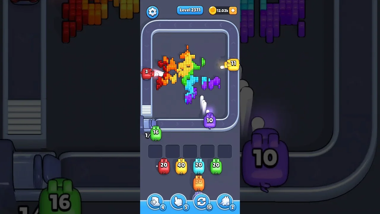 Pixel Flow Level 2371 grid layout and solution screenshot