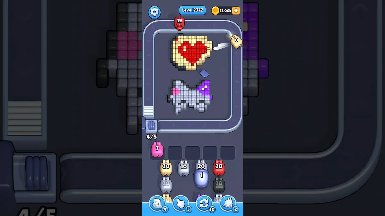Pixel Flow Level 2372 grid layout and solution screenshot