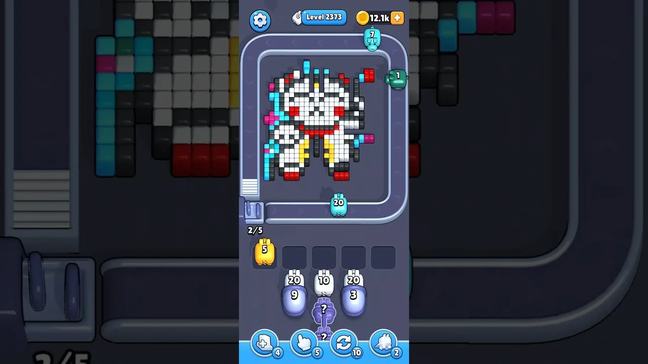 Pixel Flow Level 2373 grid layout and solution screenshot