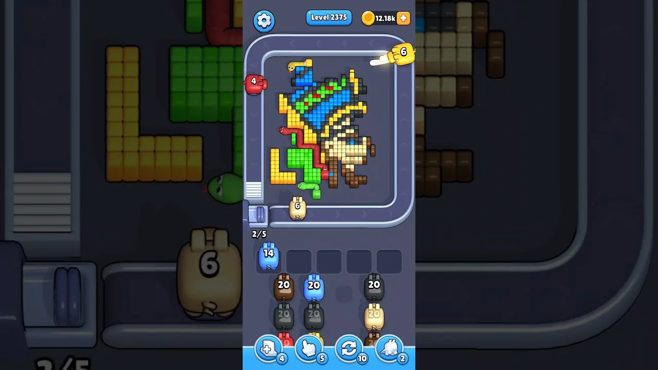 Pixel Flow Level 2375 grid layout and solution screenshot