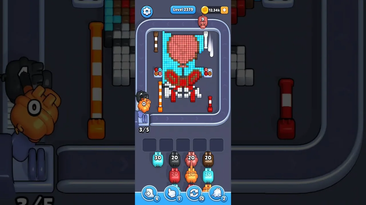 Pixel Flow Level 2379 grid layout and solution screenshot