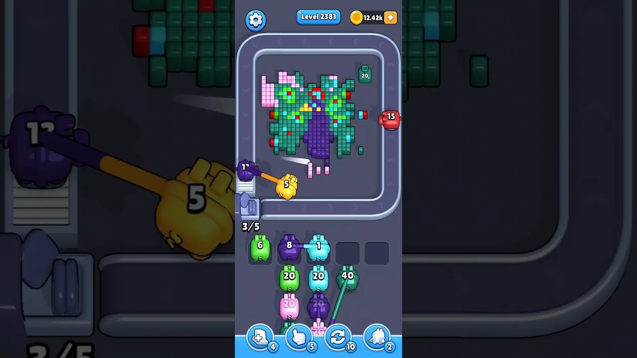 Pixel Flow Level 2381 grid layout and solution screenshot