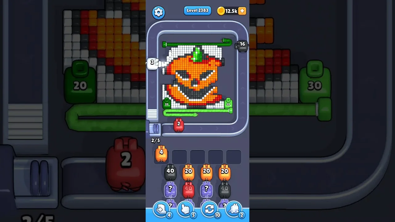 Pixel Flow Level 2383 grid layout and solution screenshot