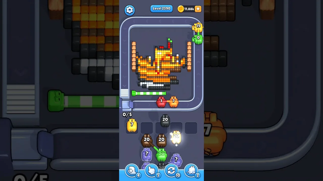 Pixel Flow Level 2390 grid layout and solution screenshot