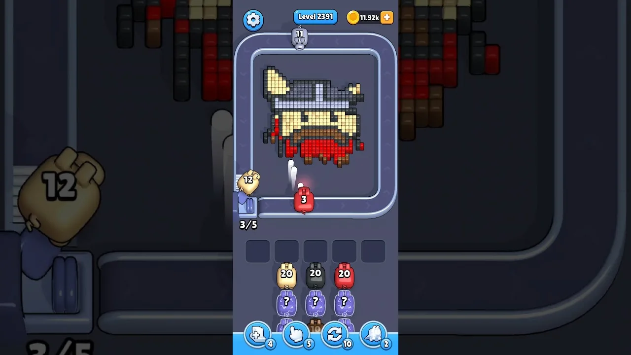 Pixel Flow Level 2391 grid layout and solution screenshot