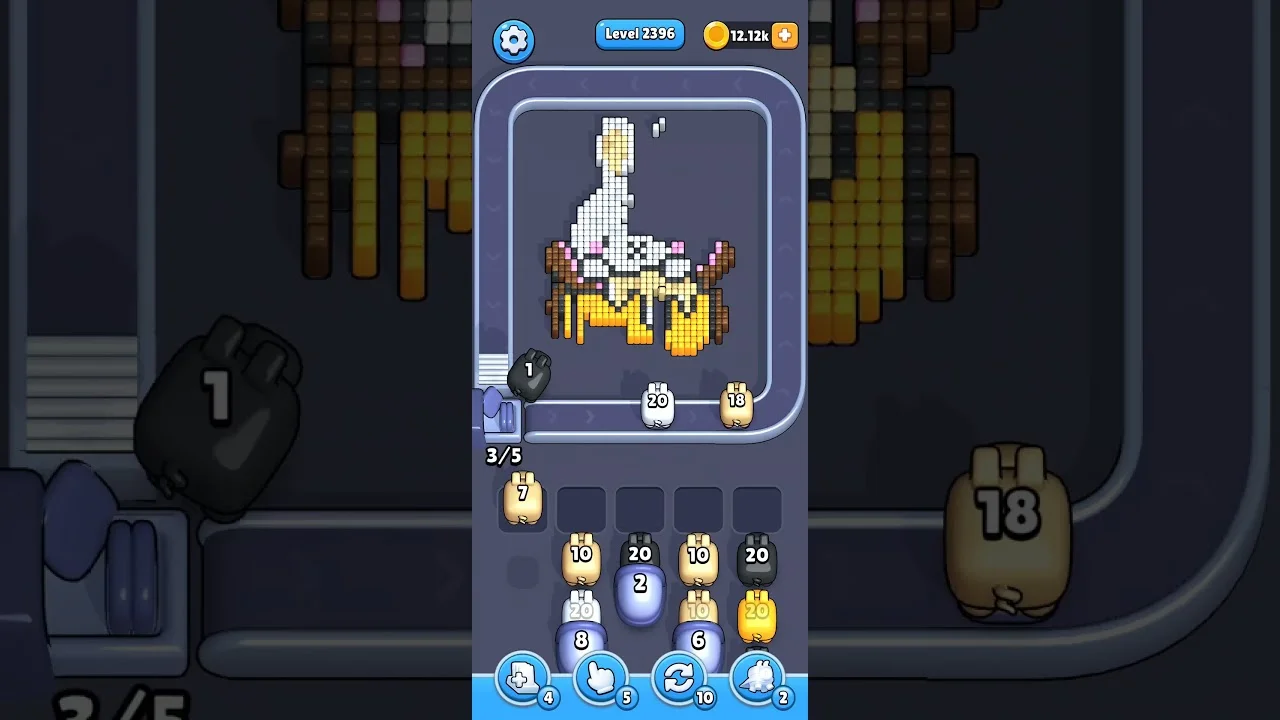 Pixel Flow Level 2396 grid layout and solution screenshot