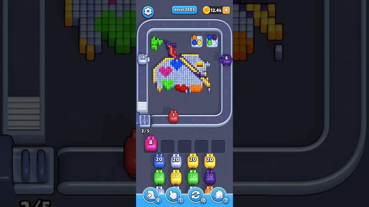 Pixel Flow Level 2403 grid layout and solution screenshot