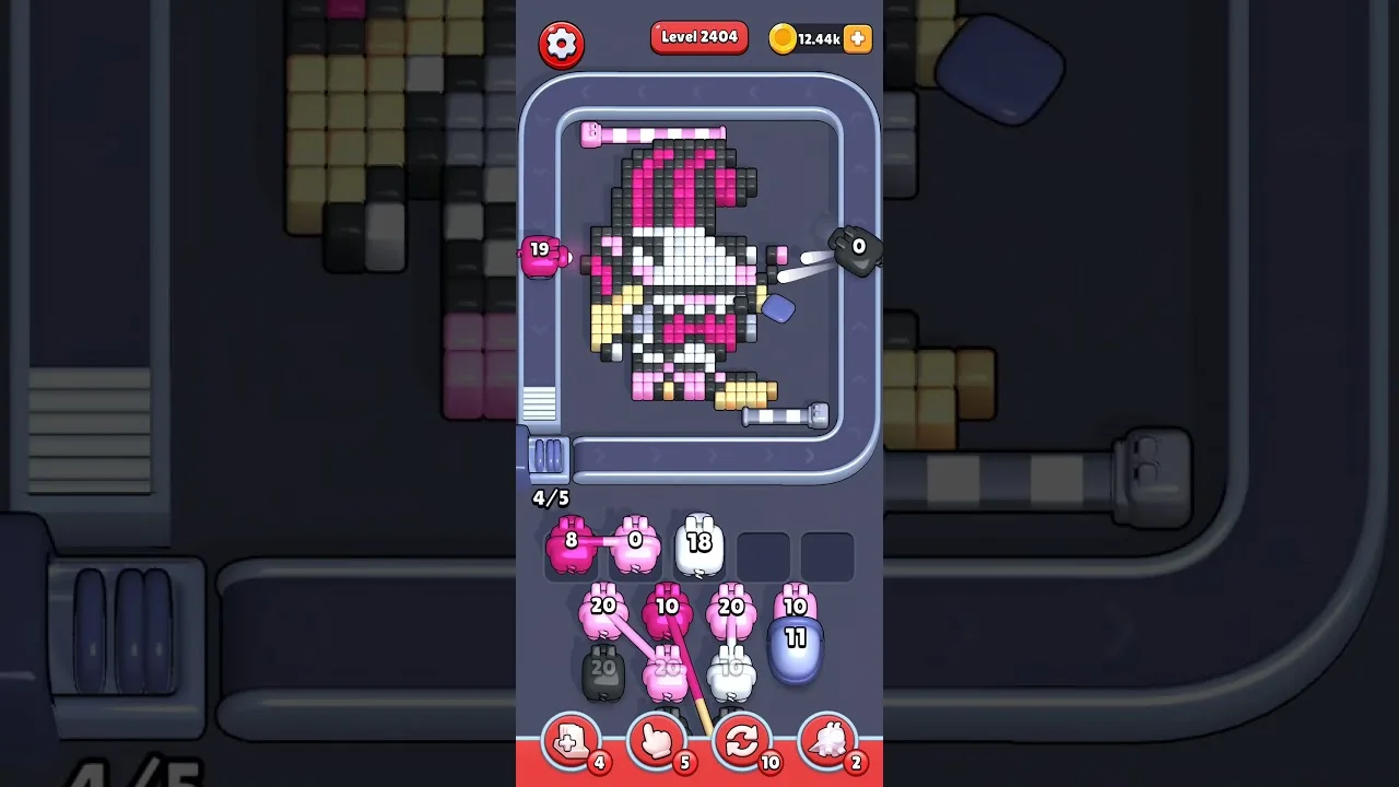 Pixel Flow Level 2404 grid layout and solution screenshot