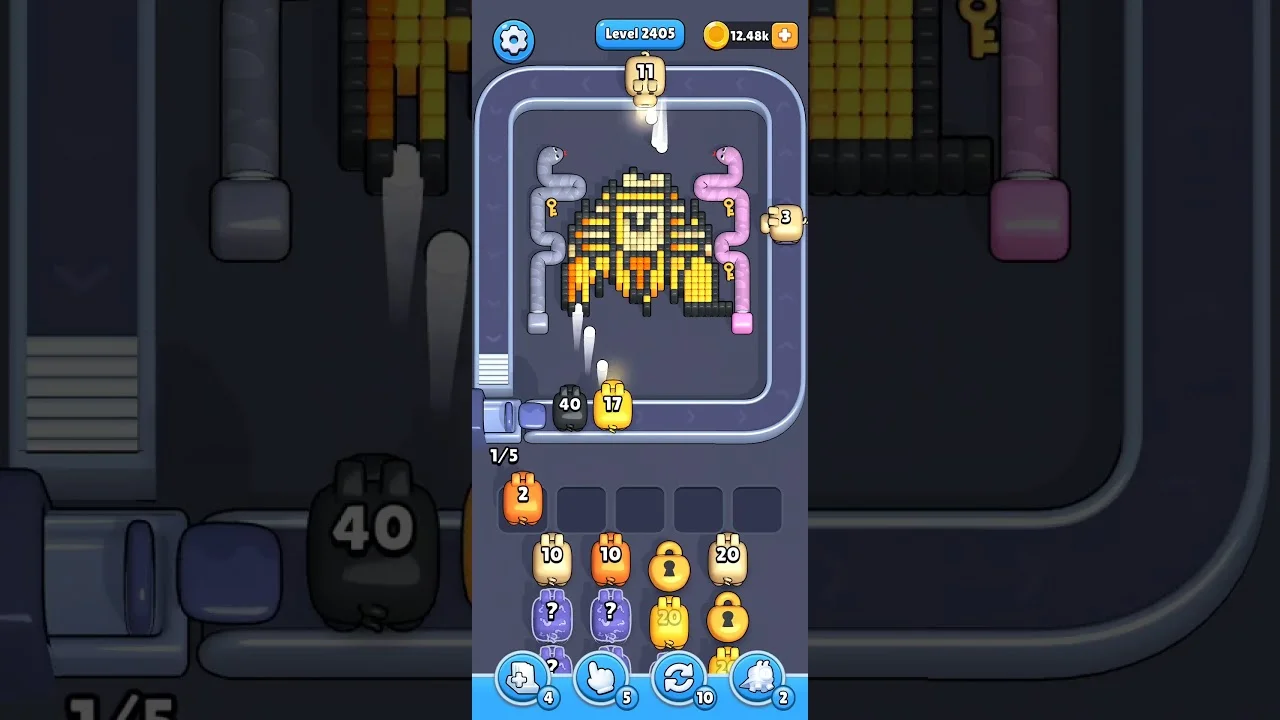 Pixel Flow Level 2405 grid layout and solution screenshot