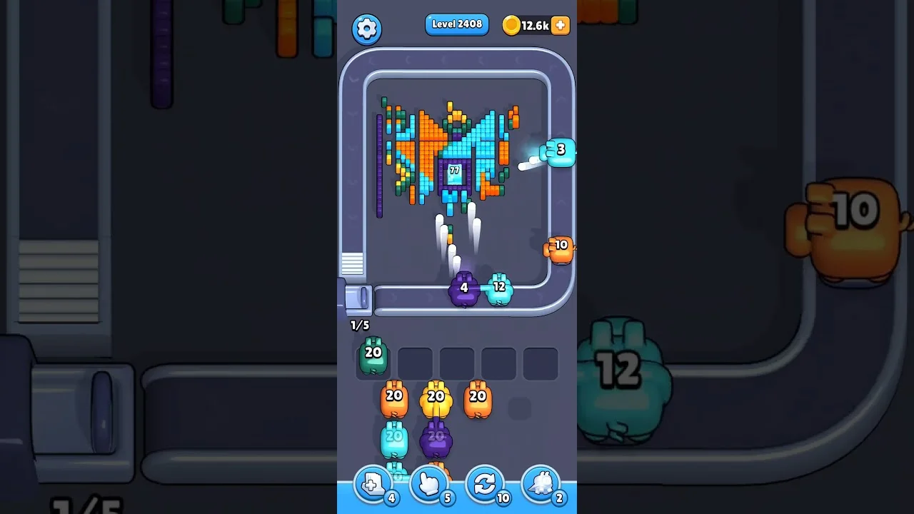 Pixel Flow Level 2408 grid layout and solution screenshot