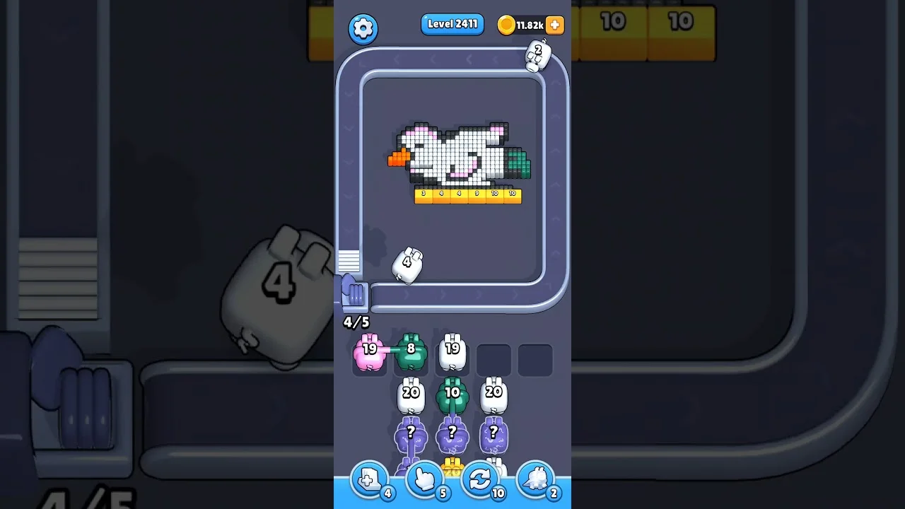 Pixel Flow Level 2411 grid layout and solution screenshot