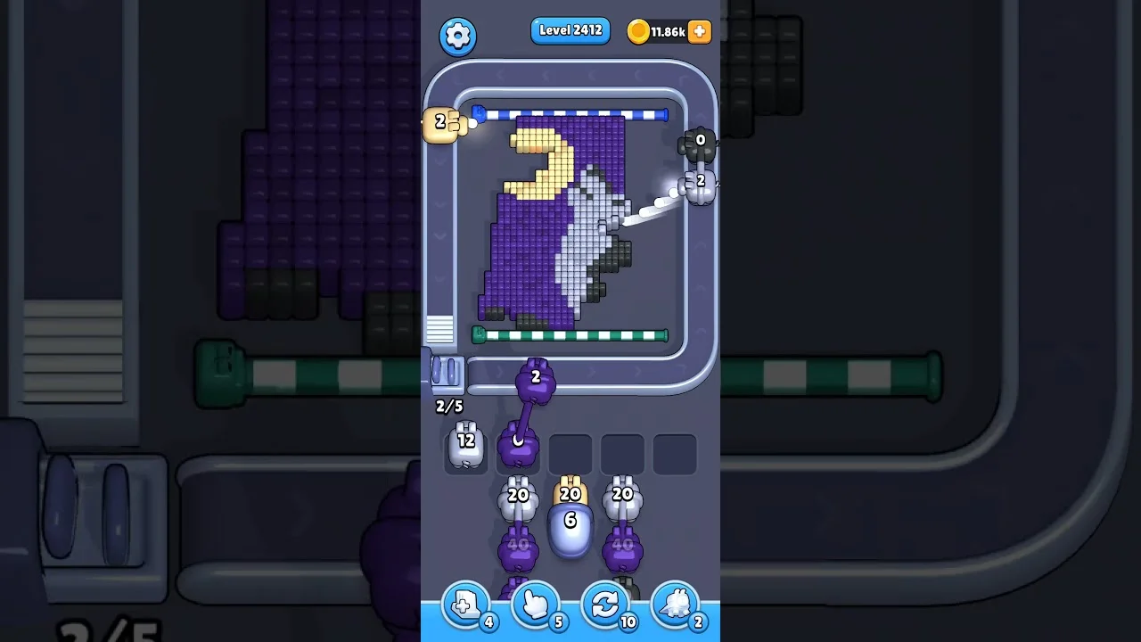 Pixel Flow Level 2412 grid layout and solution screenshot