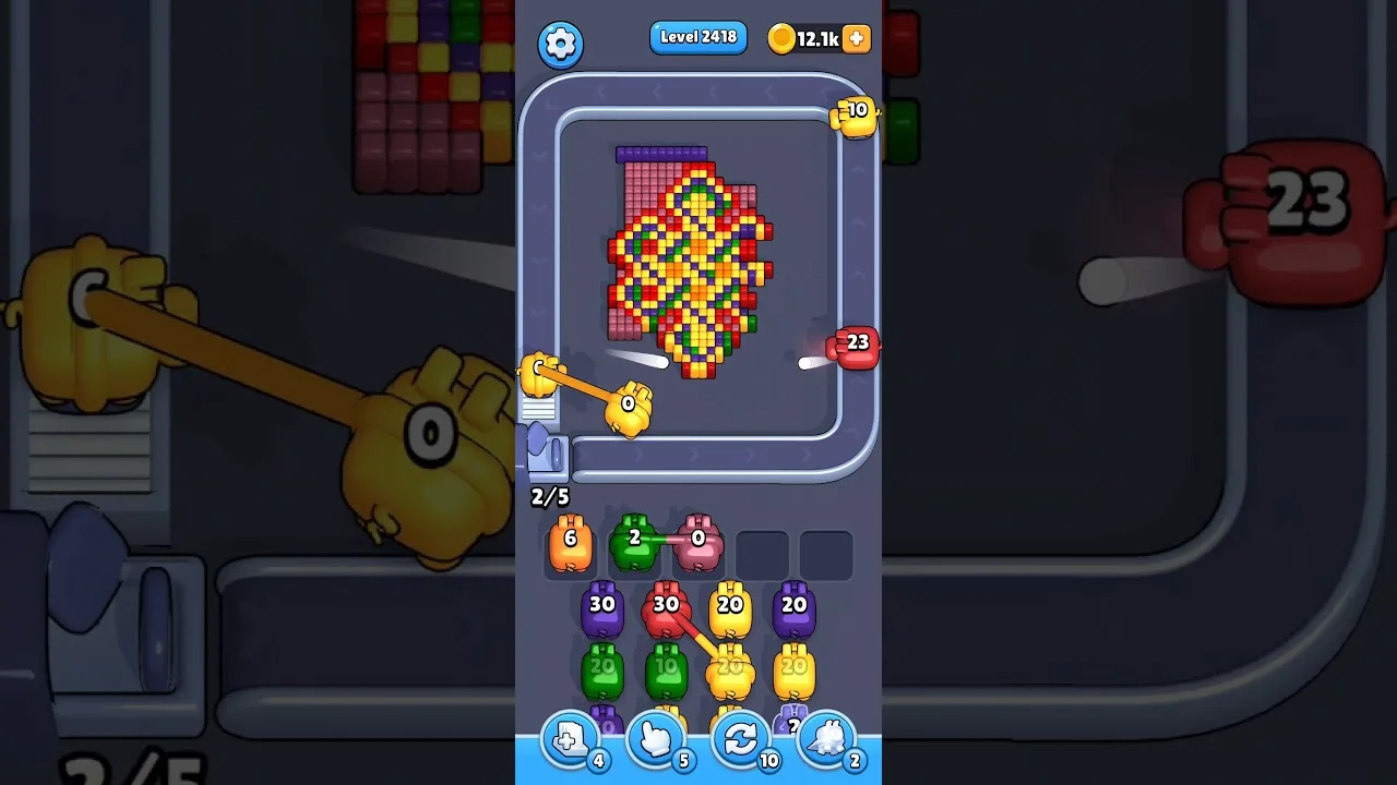 Pixel Flow Level 2418 grid layout and solution screenshot