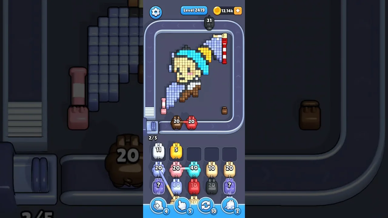 Pixel Flow Level 2419 grid layout and solution screenshot