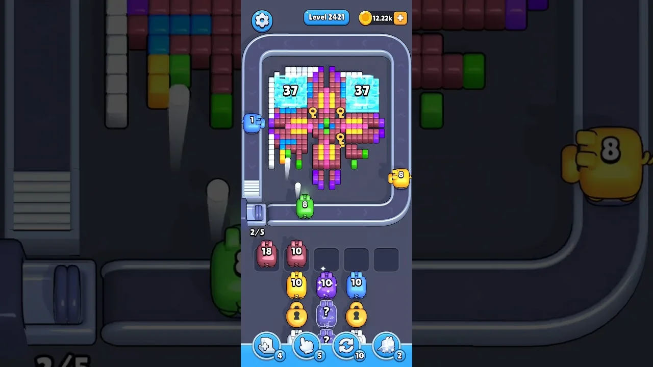 Pixel Flow Level 2421 grid layout and solution screenshot