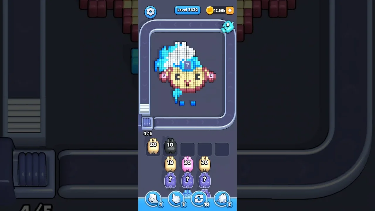 Pixel Flow Level 2432 grid layout and solution screenshot