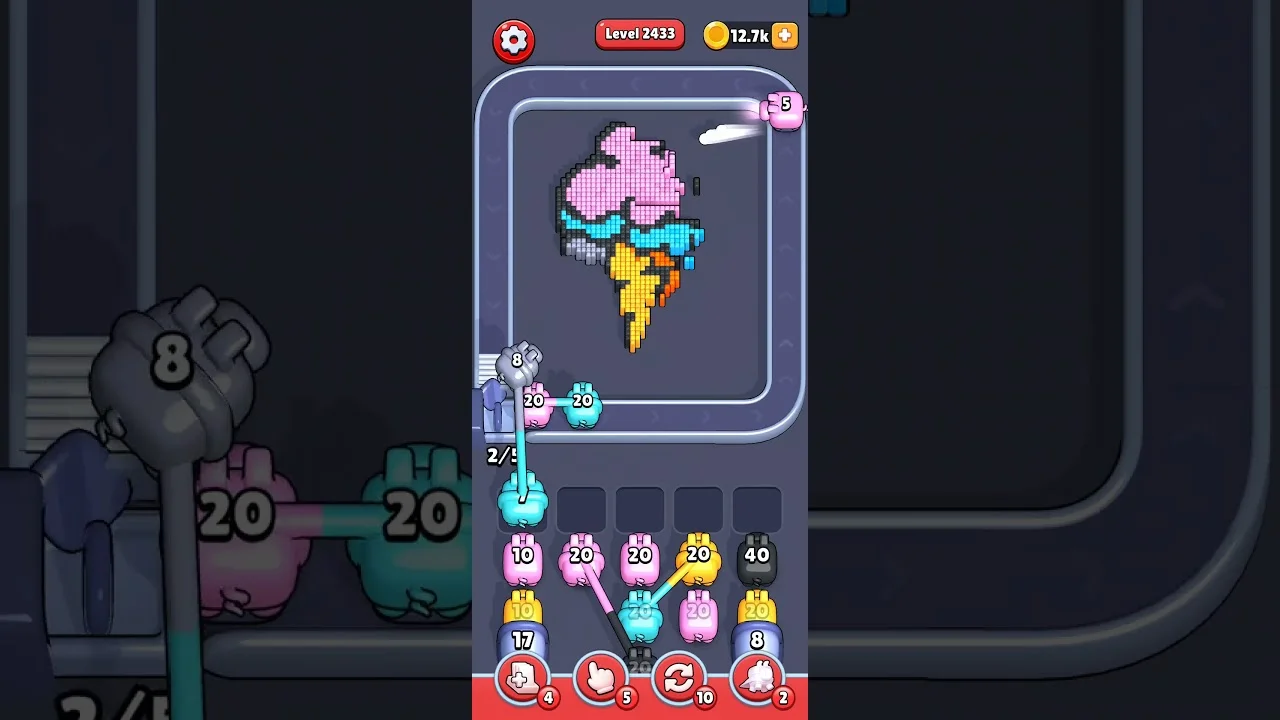 Pixel Flow Level 2433 grid layout and solution screenshot