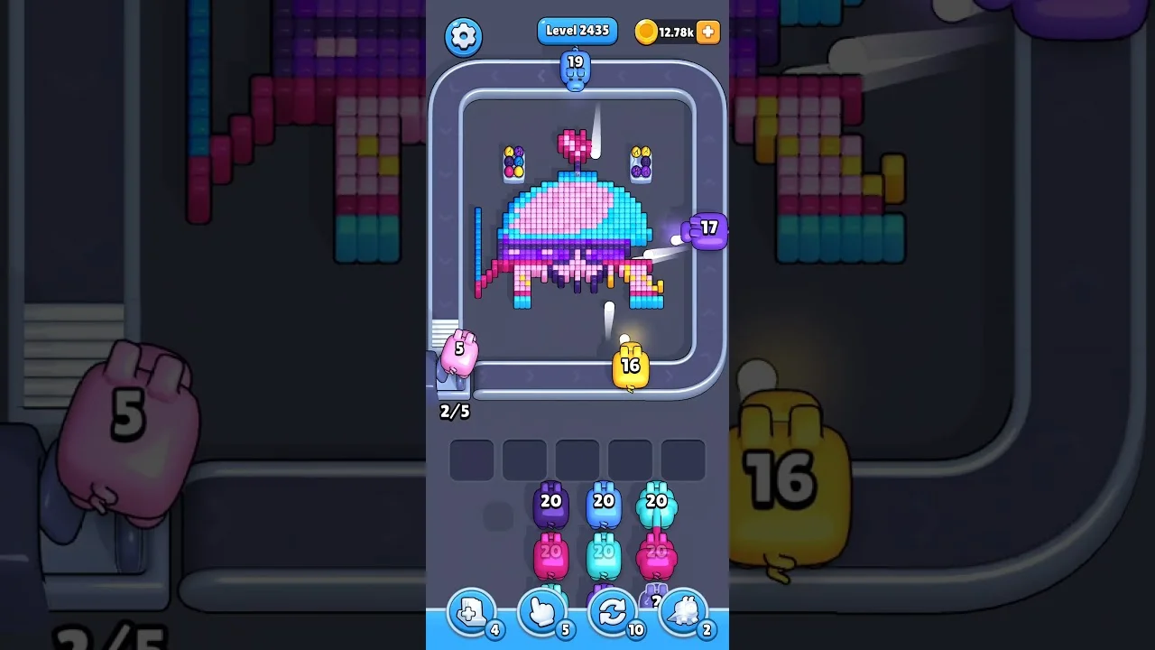 Pixel Flow Level 2435 grid layout and solution screenshot