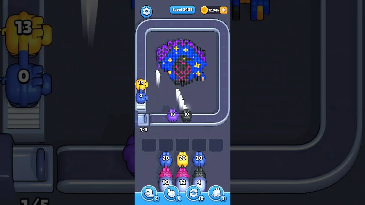 Pixel Flow Level 2439 grid layout and solution screenshot
