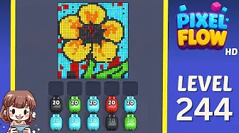 Pixel Flow Level 244 grid layout and solution screenshot