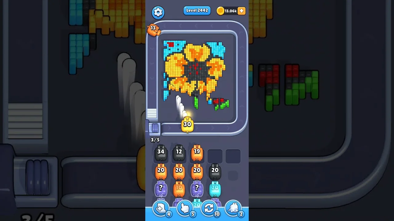 Pixel Flow Level 2442 grid layout and solution screenshot