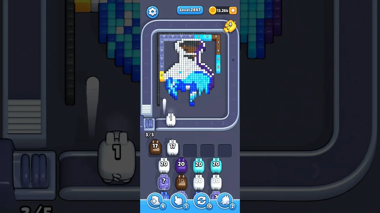 Pixel Flow Level 2447 grid layout and solution screenshot