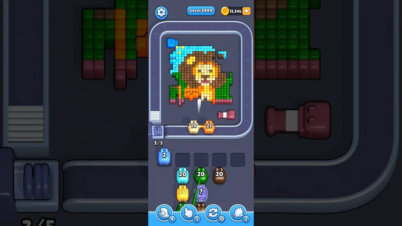 Pixel Flow Level 2449 grid layout and solution screenshot