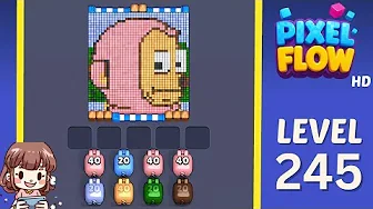 Pixel Flow Level 245 grid layout and solution screenshot