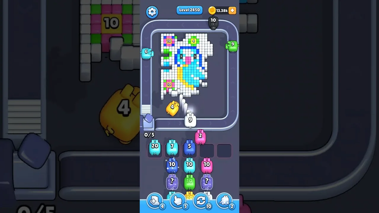 Pixel Flow Level 2450 grid layout and solution screenshot