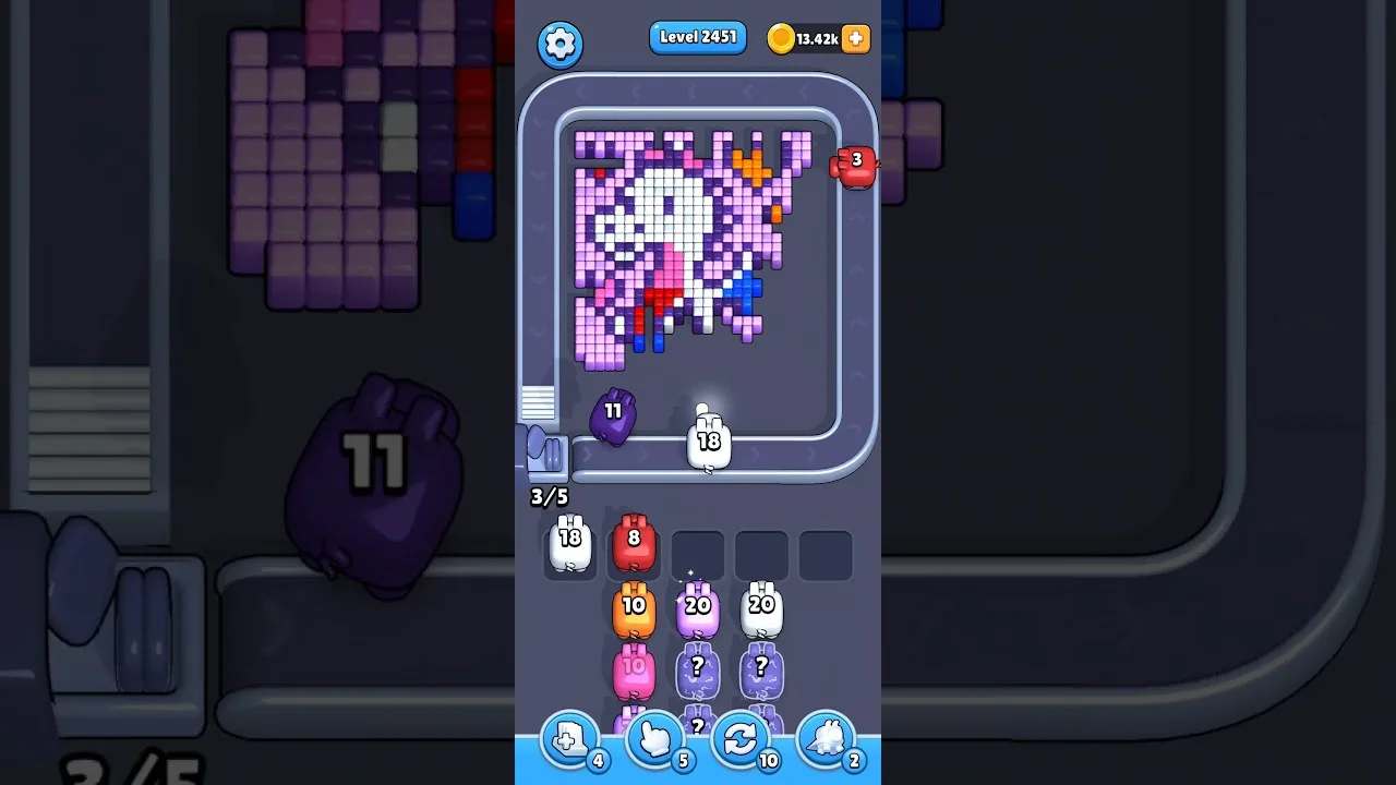Pixel Flow Level 2451 grid layout and solution screenshot