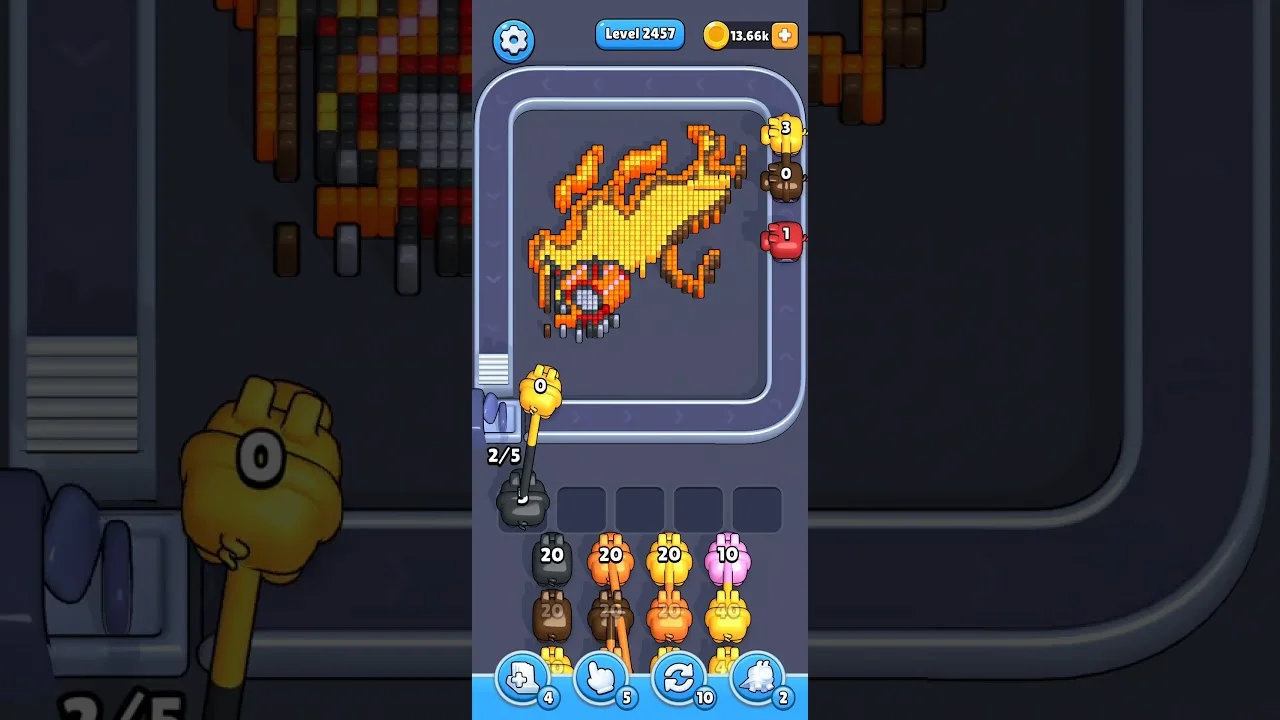 Pixel Flow Level 2457 grid layout and solution screenshot