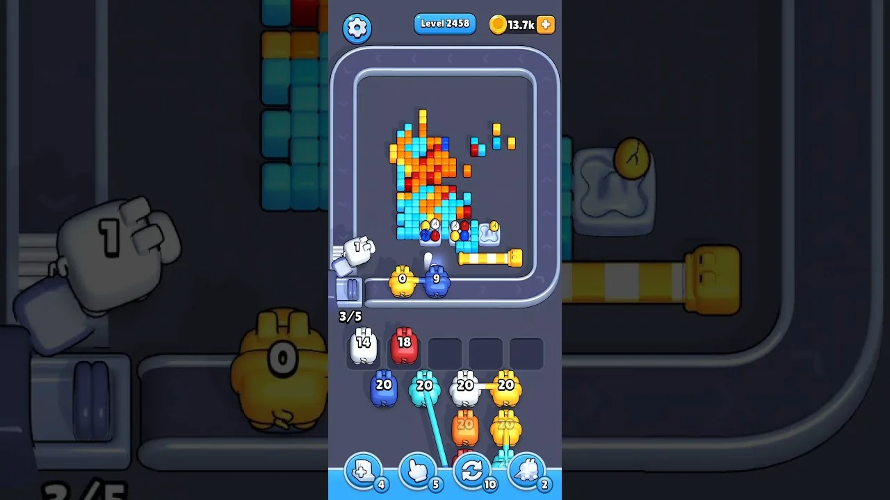 Pixel Flow Level 2458 grid layout and solution screenshot