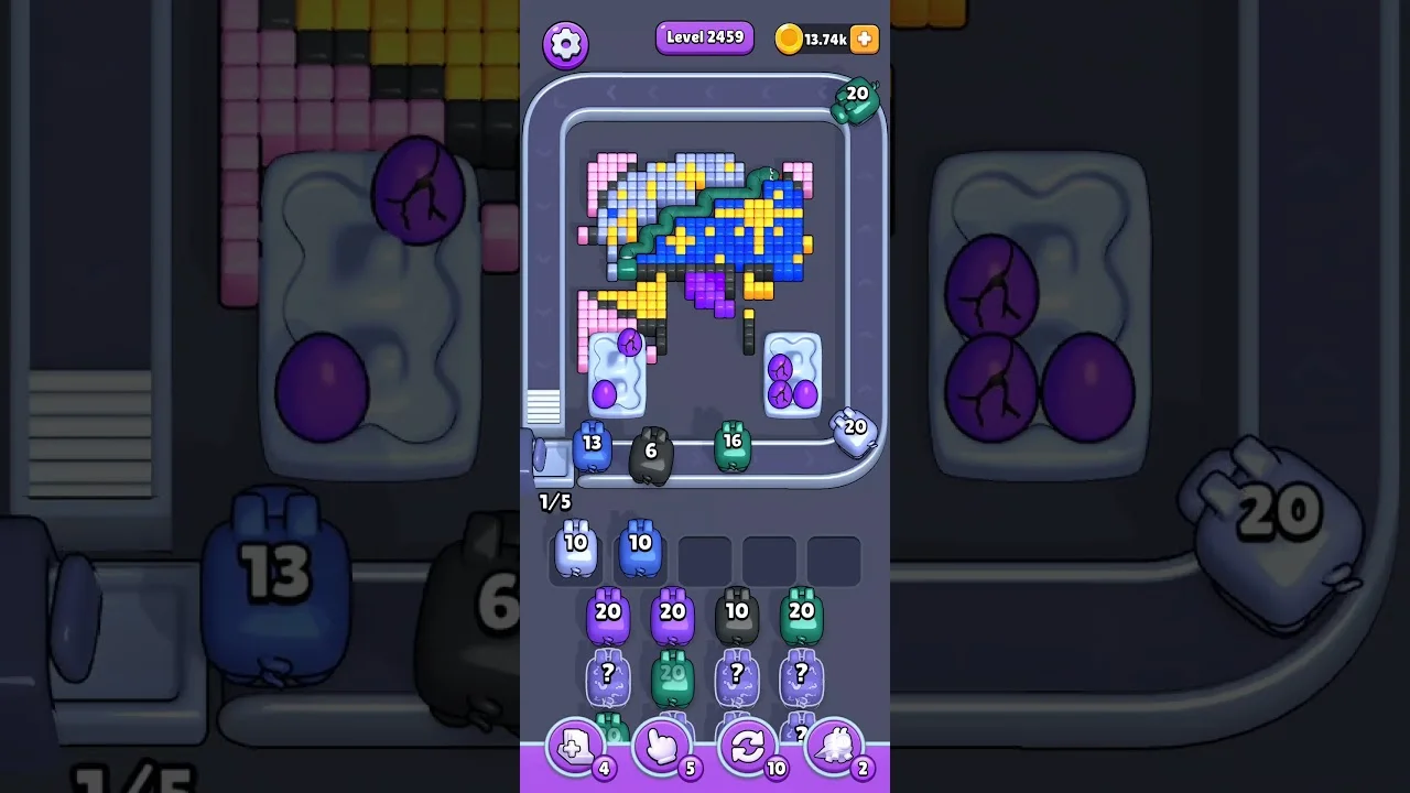 Pixel Flow Level 2459 grid layout and solution screenshot