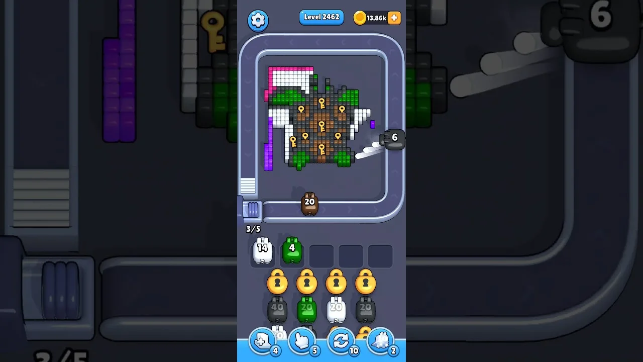 Pixel Flow Level 2462 grid layout and solution screenshot