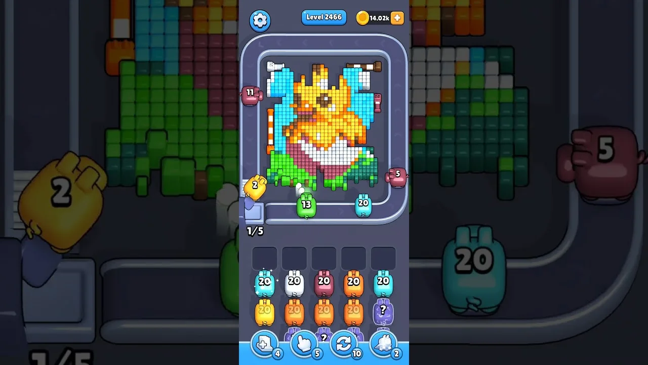 Pixel Flow Level 2466 grid layout and solution screenshot