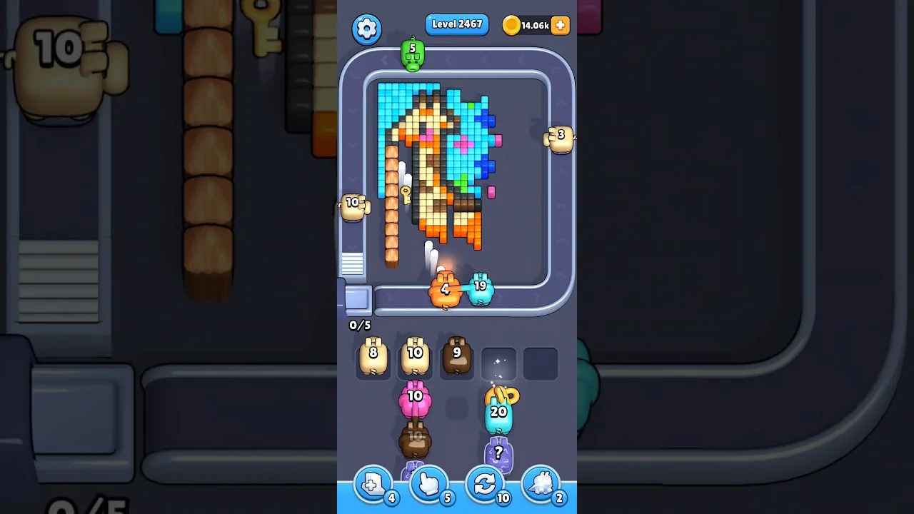 Pixel Flow Level 2467 grid layout and solution screenshot