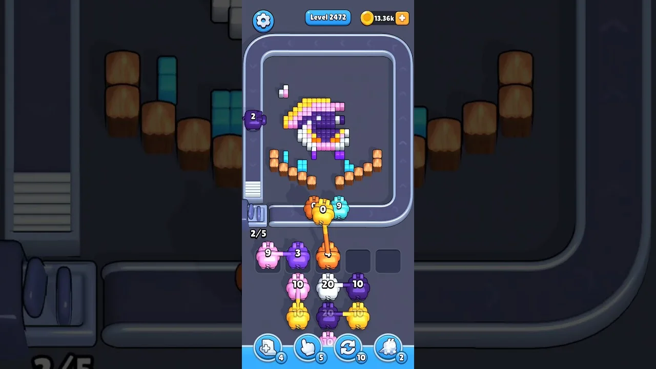 Pixel Flow Level 2472 grid layout and solution screenshot