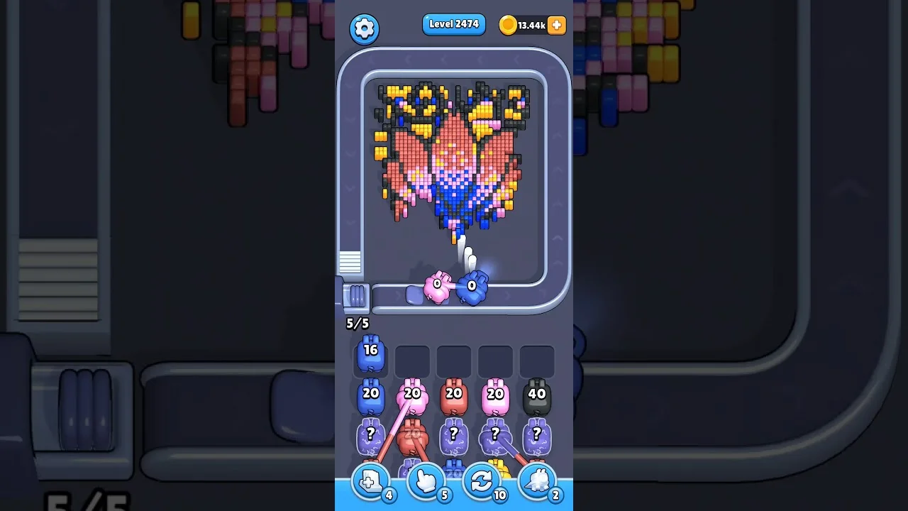 Pixel Flow Level 2474 grid layout and solution screenshot