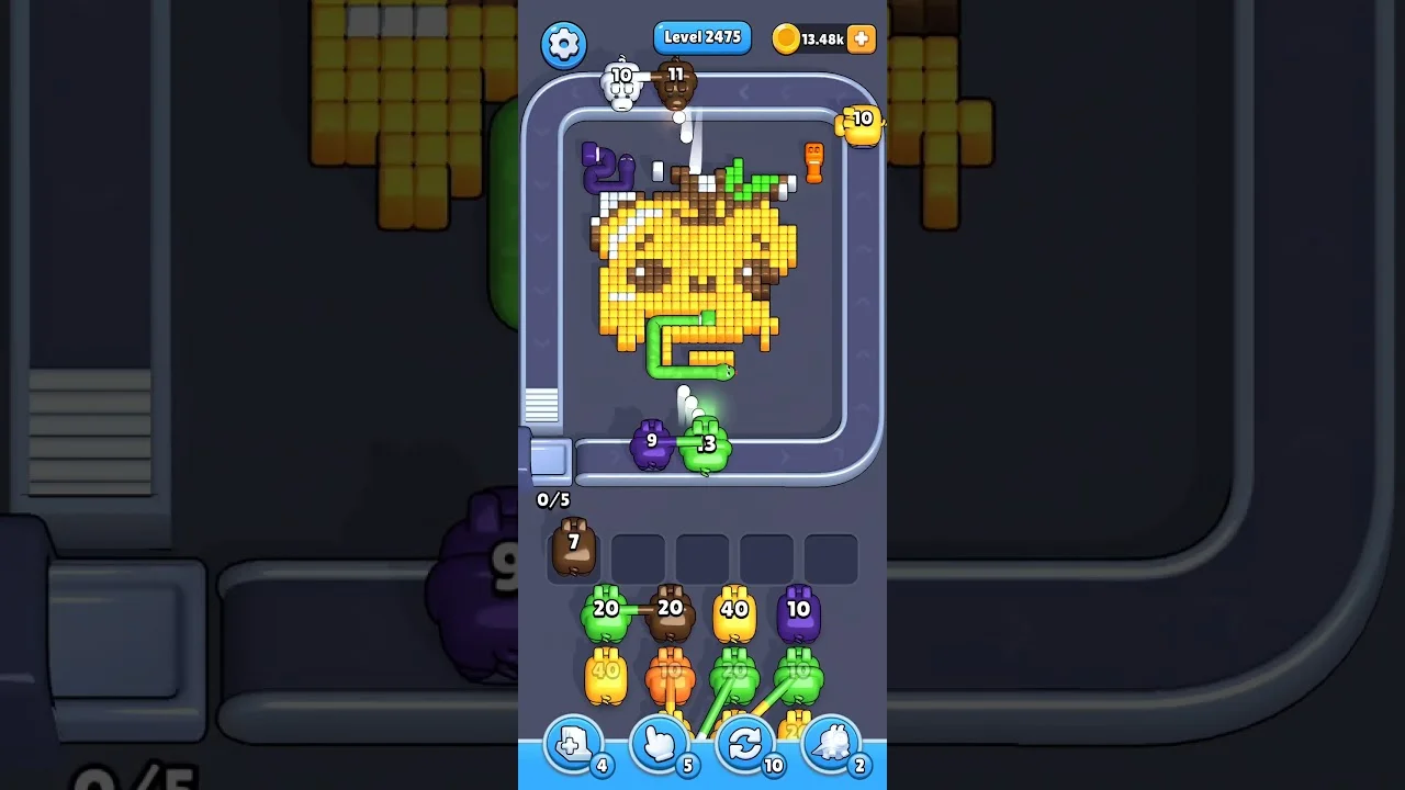 Pixel Flow Level 2475 grid layout and solution screenshot