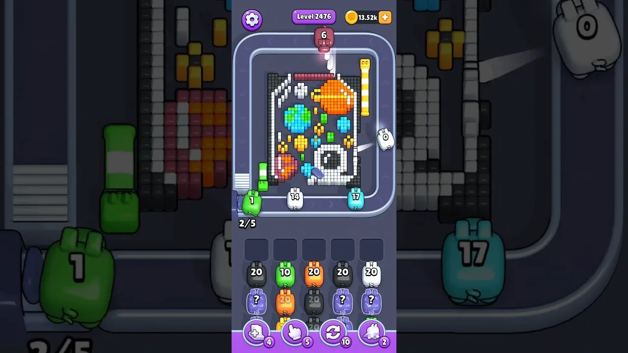Pixel Flow Level 2476 grid layout and solution screenshot
