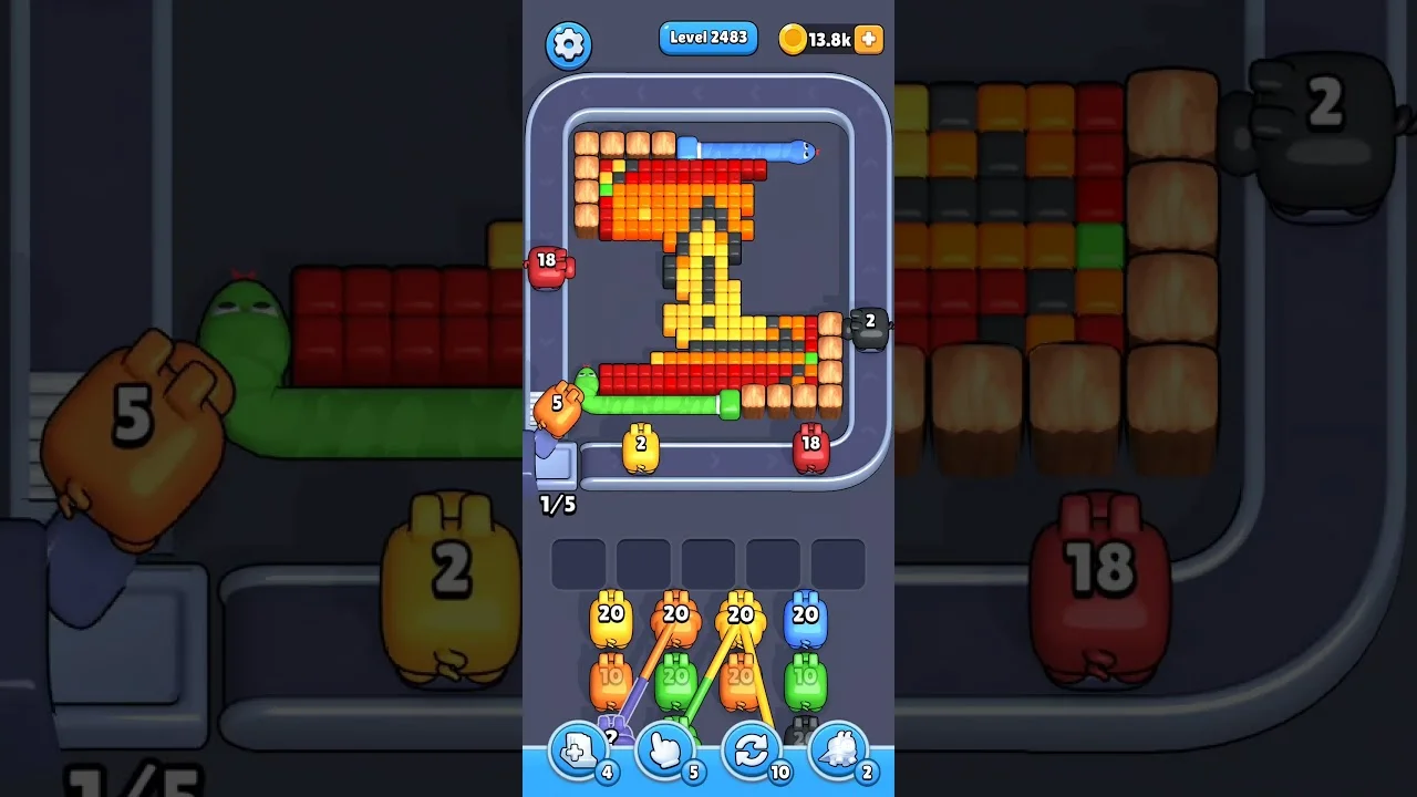 Pixel Flow Level 2483 grid layout and solution screenshot