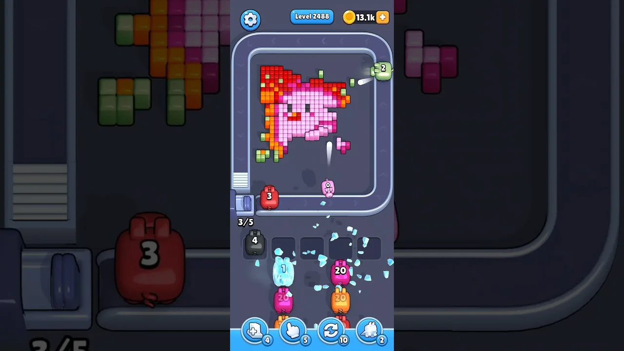 Pixel Flow Level 2488 grid layout and solution screenshot