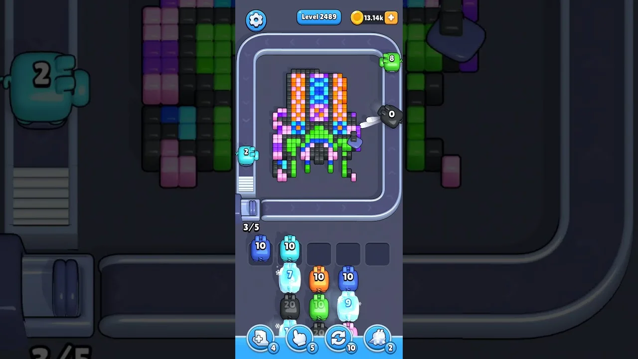 Pixel Flow Level 2489 grid layout and solution screenshot