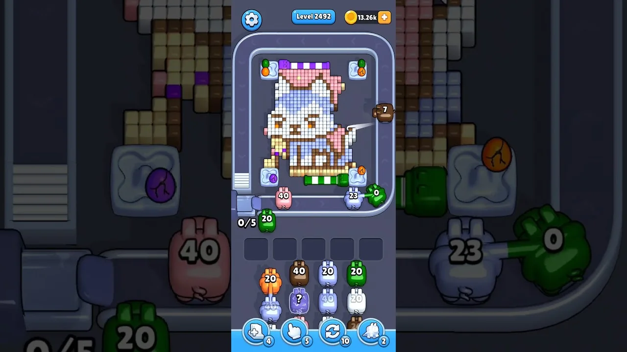Pixel Flow Level 2492 grid layout and solution screenshot