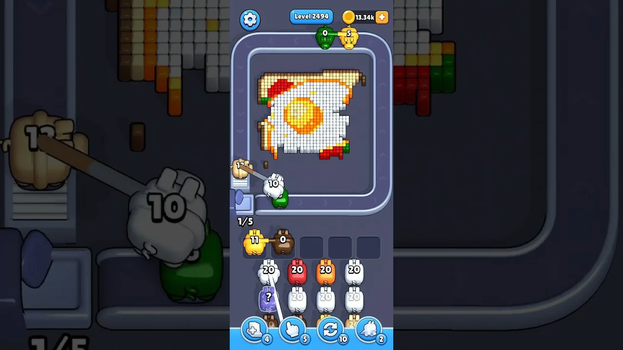 Pixel Flow Level 2494 grid layout and solution screenshot