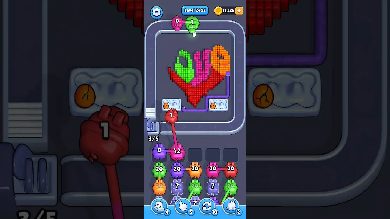 Pixel Flow Level 2497 grid layout and solution screenshot